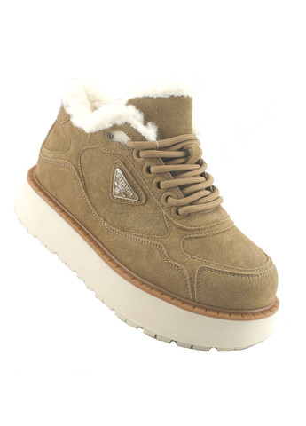 Зимние ботинки No Brand на тракторной подошве, с логотипом, с мехом, с белой подошвой из натуральной замши