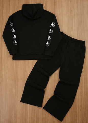 Черный демисезонный костюм (худи, брюки) брючный SHEIN