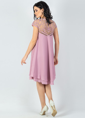 Лиловое кэжуал платье а-силуэт Seam с абстрактным узором