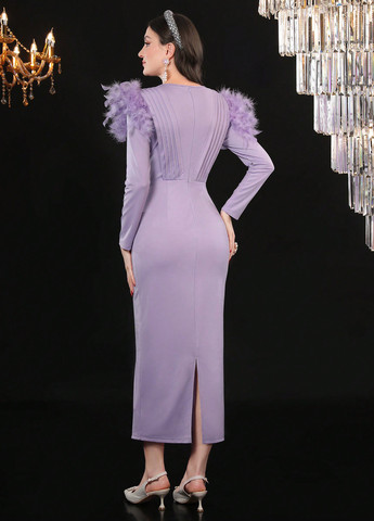 Светло-лиловое вечернее платье футляр SHEIN однотонное