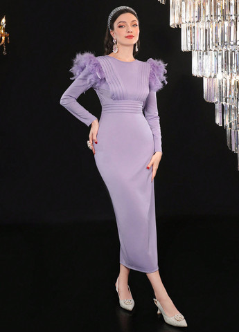 Светло-лиловое вечернее платье футляр SHEIN однотонное