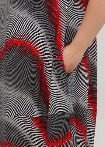 Комбинированное кэжуал платье а-силуэт BABOCHKA XL Collection с абстрактным узором