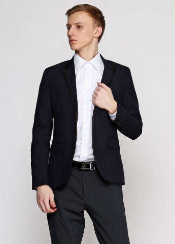 Пиджак H&M с длинным рукавом синий кэжуал