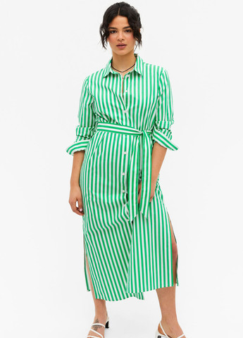 Зеленое кэжуал платье рубашка Monki в полоску