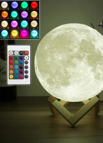 Ночник 3D светильник луна Moon Touch Control 15 см на деревянной подставке Forus (244372585)