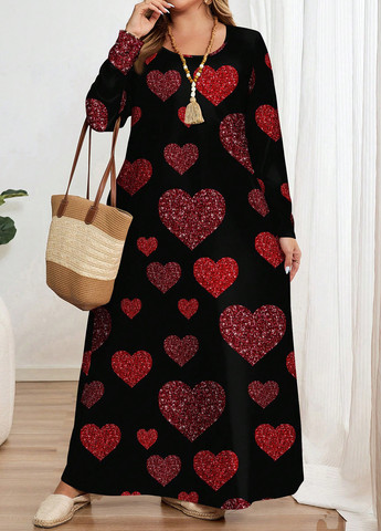 Чорна кежуал сукня а-силует SHEIN сердечка