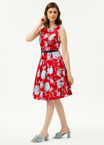 Красное кэжуал платье клеш Tommy Hilfiger с цветочным принтом