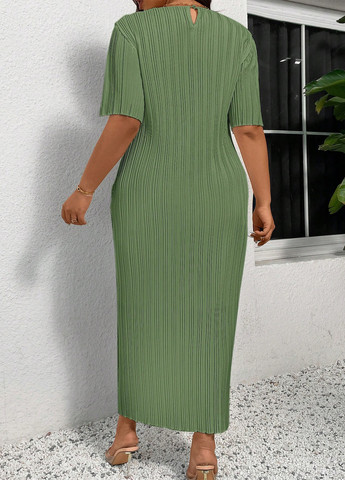 Оливкова кежуал сукня а-силует SHEIN однотонна
