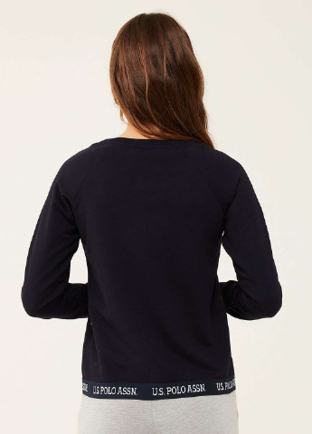 Пуловер U.S. Polo Assn. - Прямий крій темно-синій домашній бавовна, трикотаж - (251115207)