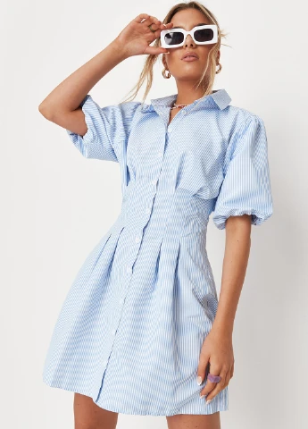 Блакитна кежуал сукня кльош Missguided в смужку