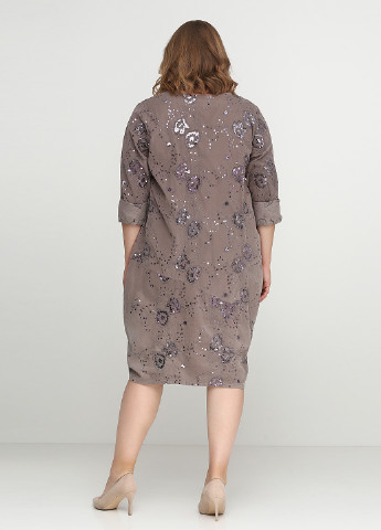 Серое кэжуал платье с длинным рукавом New Collection однотонное