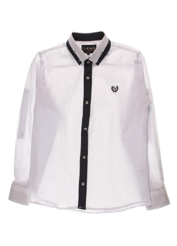 Белая кэжуал рубашка однотонная E & H с длинным рукавом