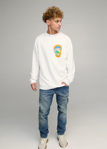 Белый світшот чоловічий oversize /no flis/ YAPPI рисунок (254557685)