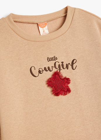 KOTON свитшот однотонный бежевый кэжуал хлопок