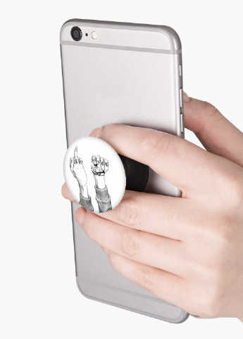 Попсокет (Popsockets) тримач для смартфону Руки Фак (Hands Fuck) (8754-1485) Чорний MobiPrint (216748394)