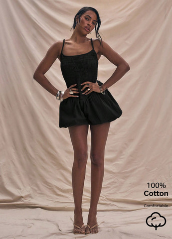 Комбінезон SHEIN комбінезон-шорти однотонний чорний кежуал бавовна