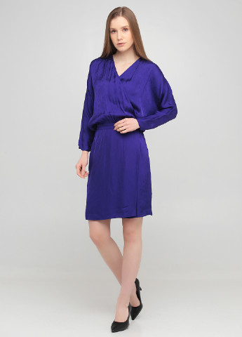 Фиолетовое деловое платье на запах Massimo Dutti однотонное