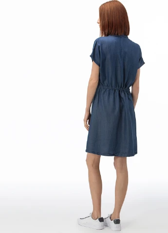 Темно-синее джинсовое платье рубашка Lacoste однотонное