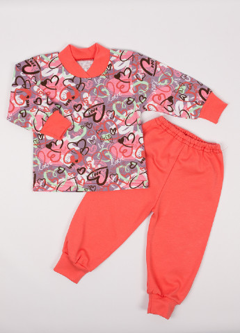 Коралловая всесезон пижама (лонгслив, брюки) Пташка текстиль