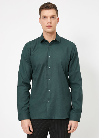 Темно-зеленая кэжуал рубашка однотонная KOTON