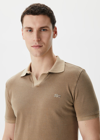 Светло-коричневая футболка-поло для мужчин Lacoste однотонная