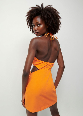 Оранжевое кэжуал платье с открытой спиной Reserved однотонное