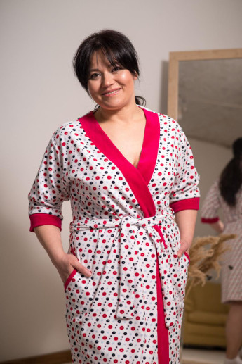 Жіночий велюровый халат V.O.G. Горошок V.O.G. (236693479)