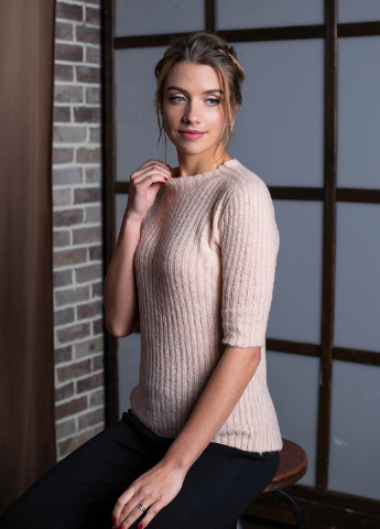 Персиковый демисезонный свитер Simple Wear