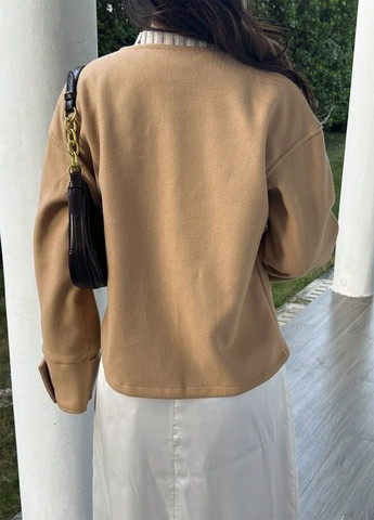 Песочное Кэжуал полупальто однобортное SHEIN однотонное