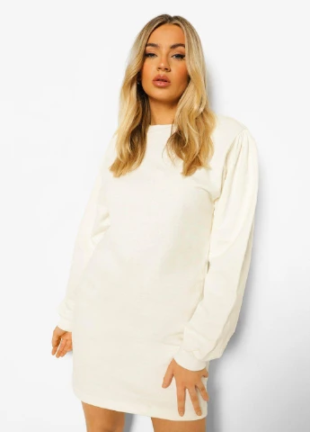 Айвори кэжуал платье платье-свитшот Boohoo однотонное