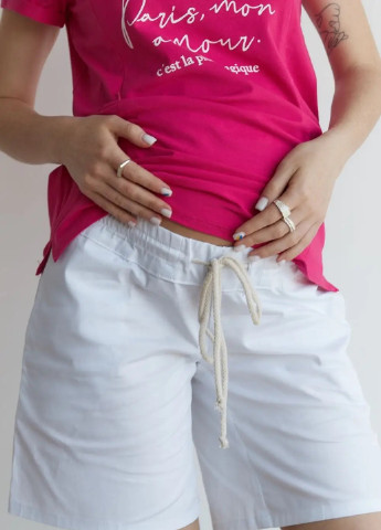Белые легкие шорты для беременных хлопковые с поясной резинкой под животик очень удобные To Be (253020964)