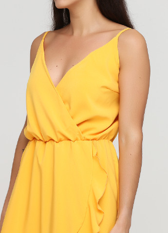 Желтое кэжуал платье на запах ANVI однотонное