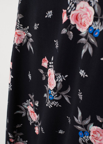 Черная кэжуал цветочной расцветки юбка H&M мини