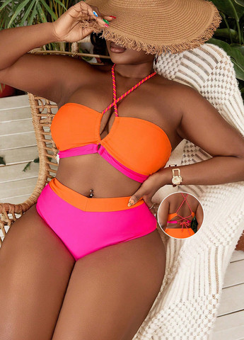 Комбінований літній купальник (ліф, трусики) бандо SHEIN