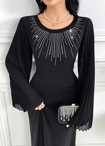 Чорна вечірня сукня а-силует SHEIN однотонна