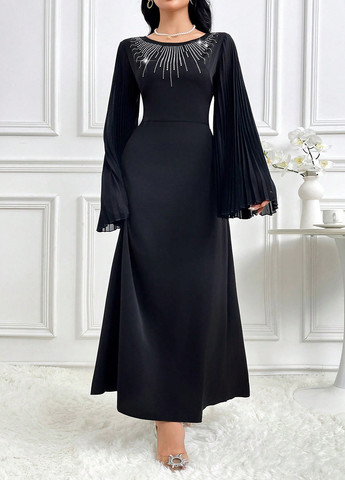 Чорна вечірня сукня а-силует SHEIN однотонна