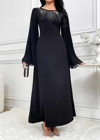 Чорна вечірня сукня а-силует SHEIN однотонна