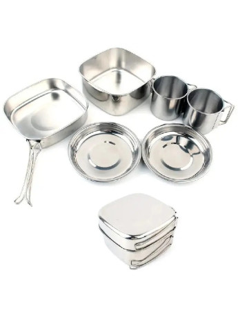 Туристичний похідний комплект набір посуду з нержавіючої сталі 6 предметів (473298-Prob) Unbranded (254309274)