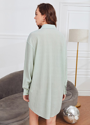 Мятное кэжуал платье рубашка SHEIN однотонное