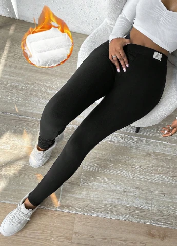 Черные демисезонные леггинсы SHEIN