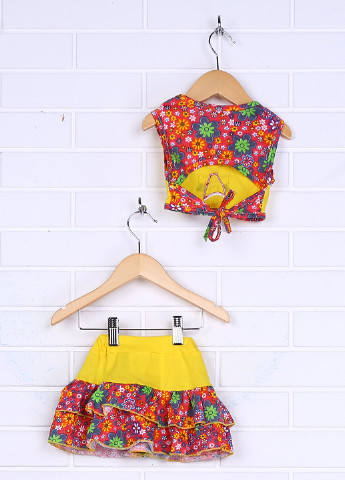 Желтый летний костюм (топ, юбка) юбочный Baby Art