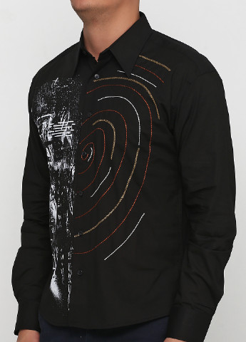 Черная кэжуал рубашка с рисунком MA&GI с длинным рукавом