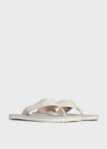 Светло-бежевые кэжуал, пляжные, домашние вьетнамки Calvin Klein Jeans