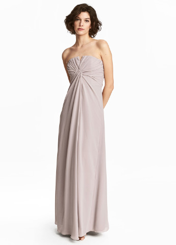 Серо-бежевое вечернее платье H&M однотонное