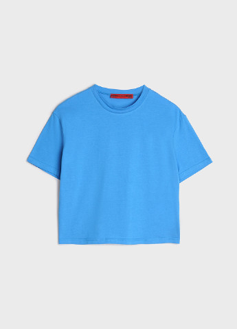 Світло-синя літня футболка жіноча вкорочена KASTA design