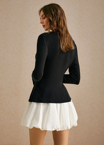Чорно-білий кежуал сукня сукня-жакет, кльош SHEIN колор блок