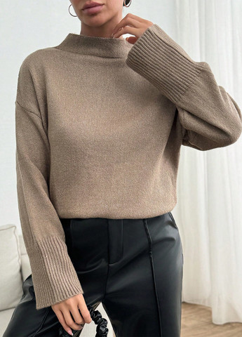 Темно-бежевый демисезонный свитер SHEIN