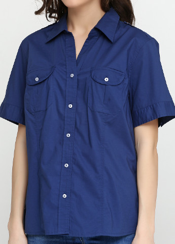 Темно-синяя классическая рубашка однотонная Talbots