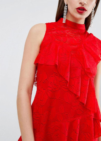 Красное коктейльное платье бандажное Asos однотонное