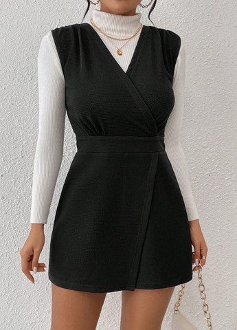 Комбінезон SHEIN комбінезон-шорти однотонний чорний кежуал поліестер, трикотаж